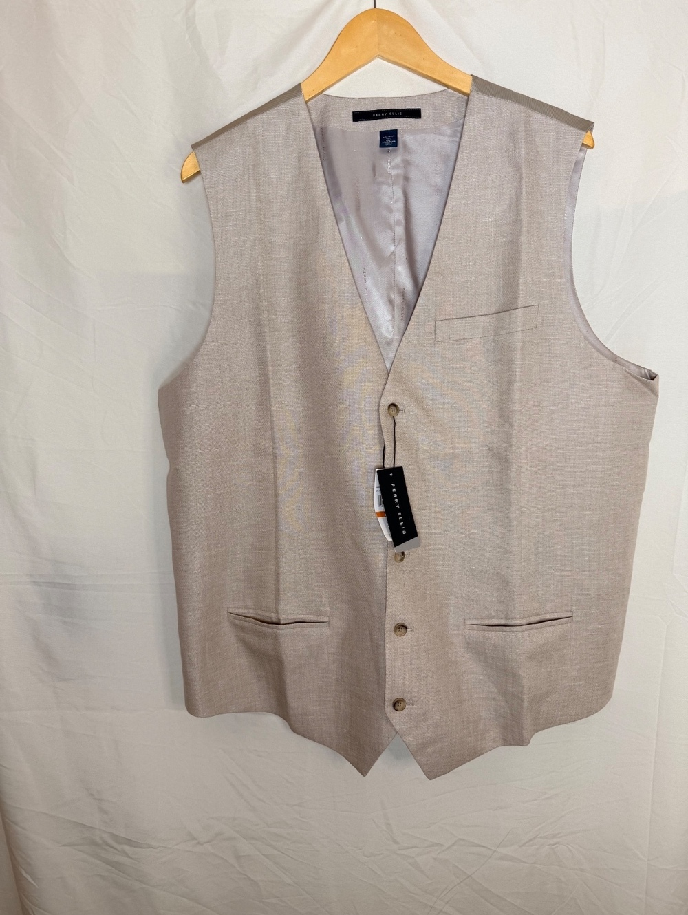 Perry Ellis Linen Blend Suit Vest 3XLT Big Tall Tan NWT